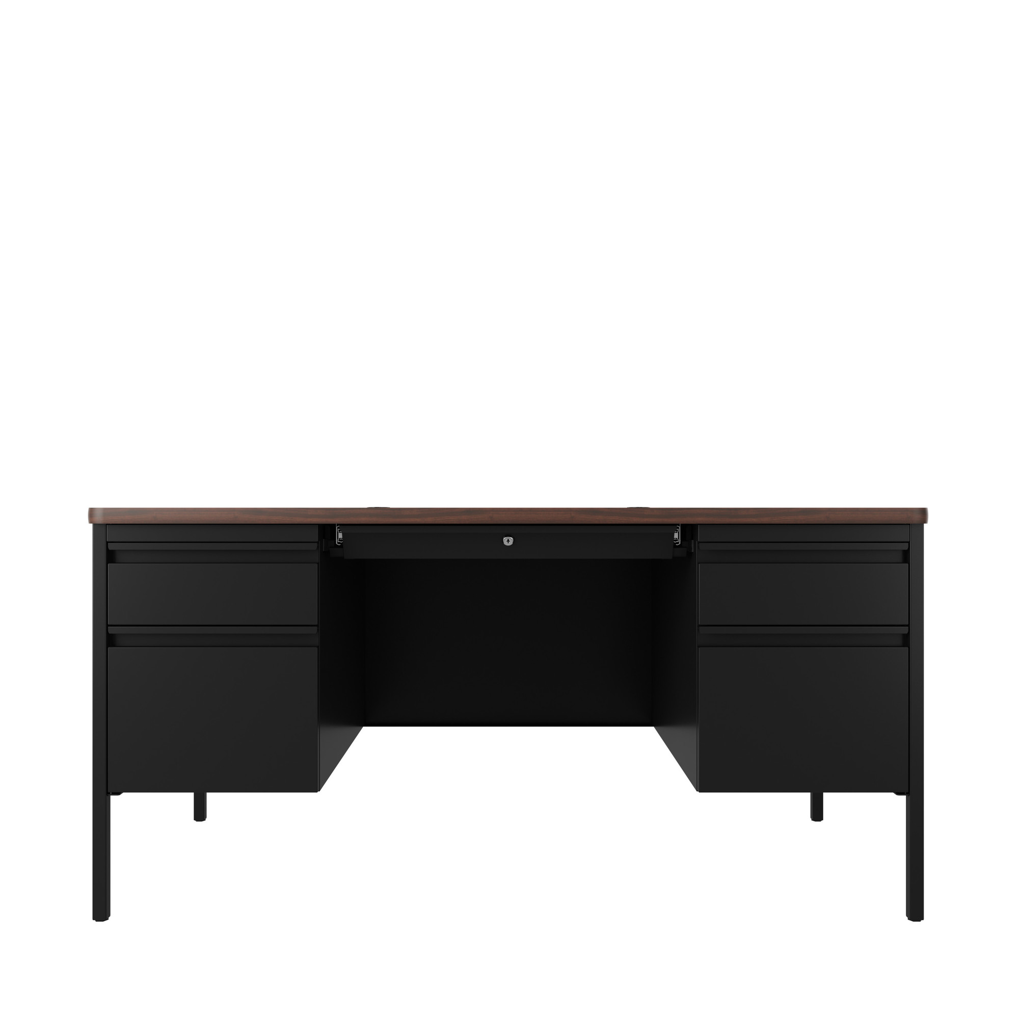 Hirsh Industries, Double Ped File Desk w/ Rounded Corner T-Mold Top, Width 60 in, Height 29.5 in, Depth 30 in, Model# 22654
