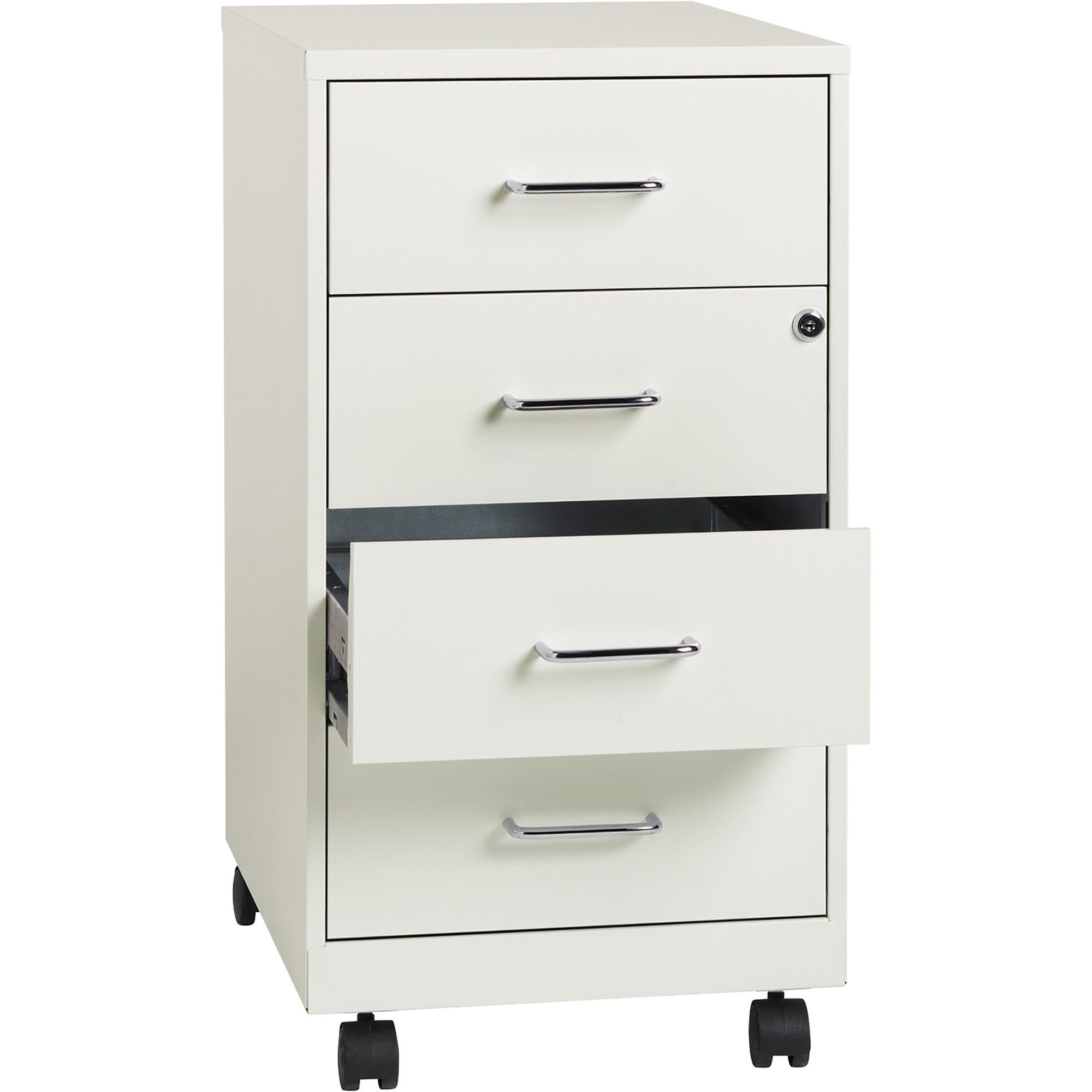 Hirsh 4-Drawer Mobile Organizer Cabinet, Pearl White, 18in.W x 14 1/4in.D x 26 11/16in.H, Model# 19537