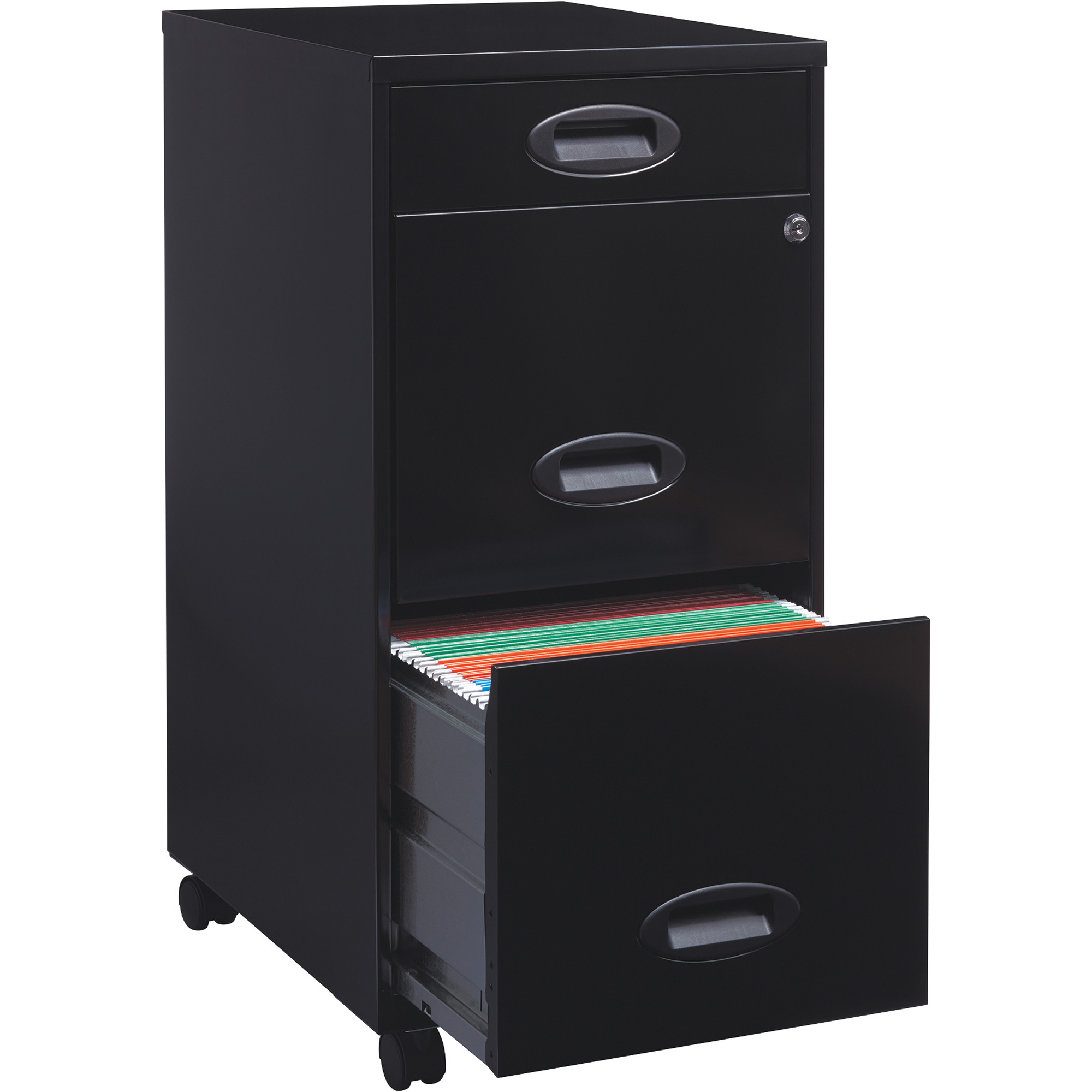 Hirsh 3-Drawer File Organizer on Pedestal with Casters, Black, 18in.W x 14 1/4in.D x 29 1/2in.H, Model# 17427