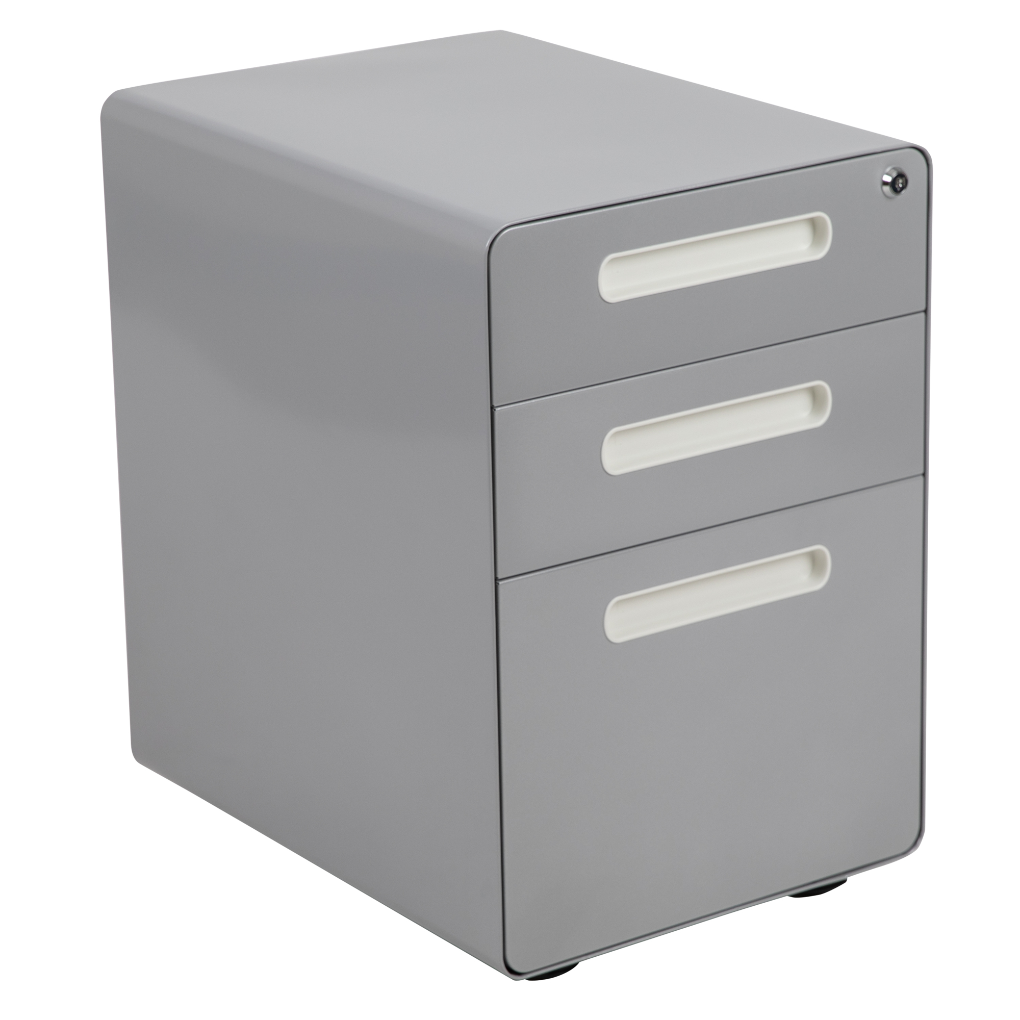 Flash Furniture, 3-Drawer Mobile Locking Filing Cabinet-Gray, Width 16 in, Depth 21 in, Height 24 in, Model# HZ-AP53501GRY