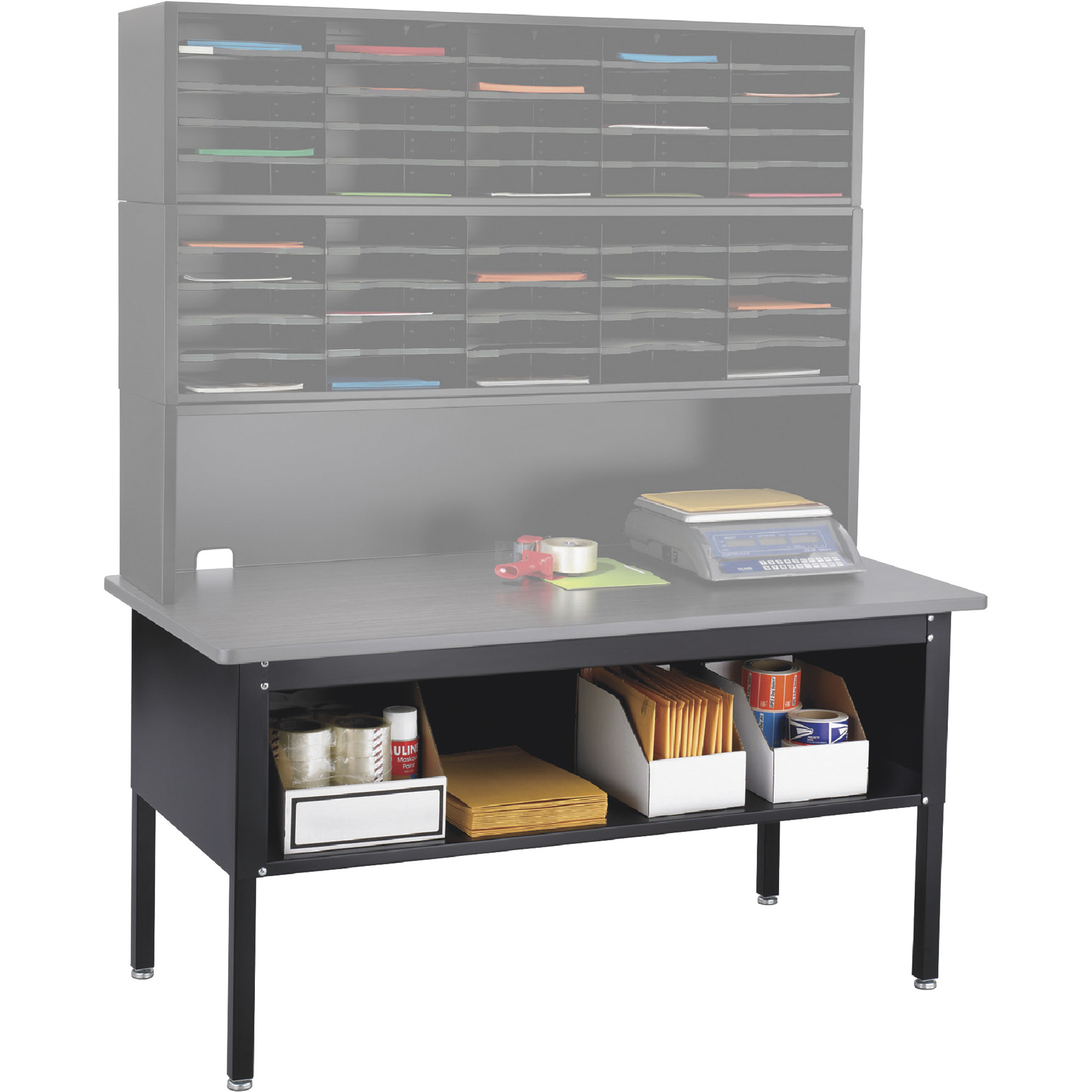 Safco E-Z Sort Sorting Table, Black, 30in.L x 60in.W x 36in.H, Model# 7749BL