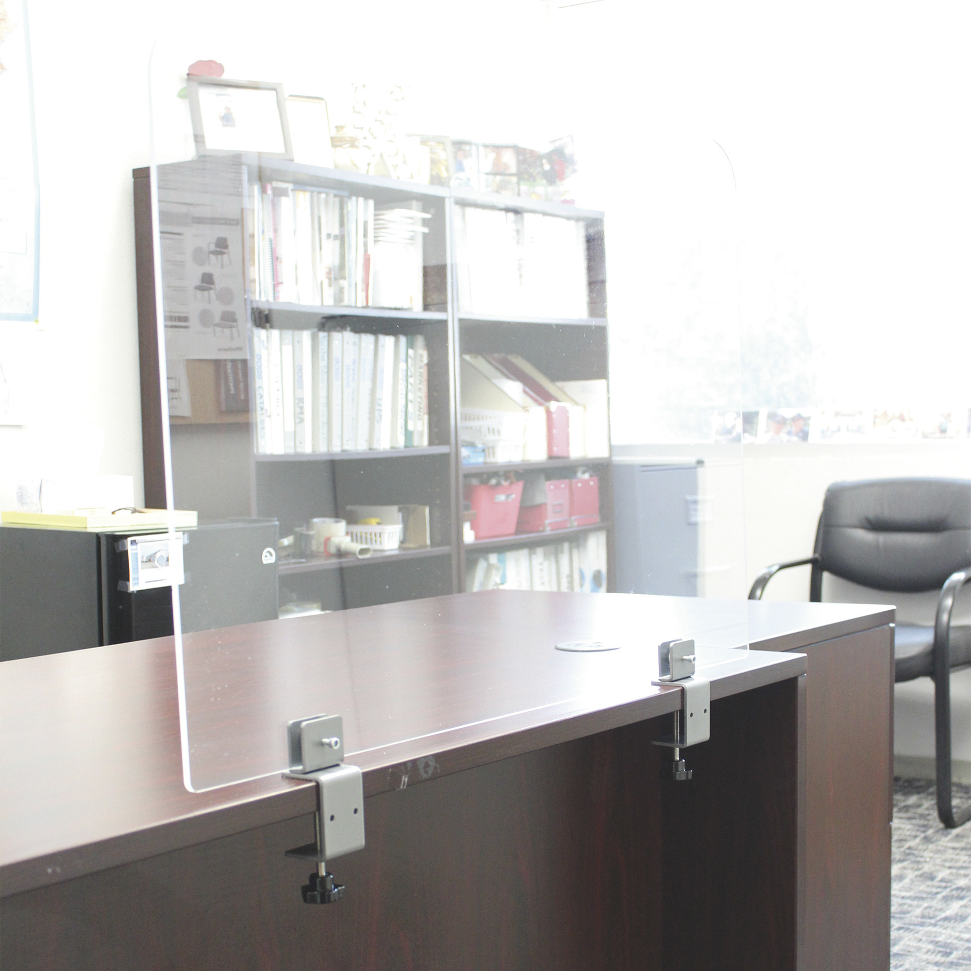 Boss Web Clear Plexiglass Protective Panel, 48in.Wx 24in.H x 0.24in.Thick, Desk/Table or Cubical Mount, Model# NP07