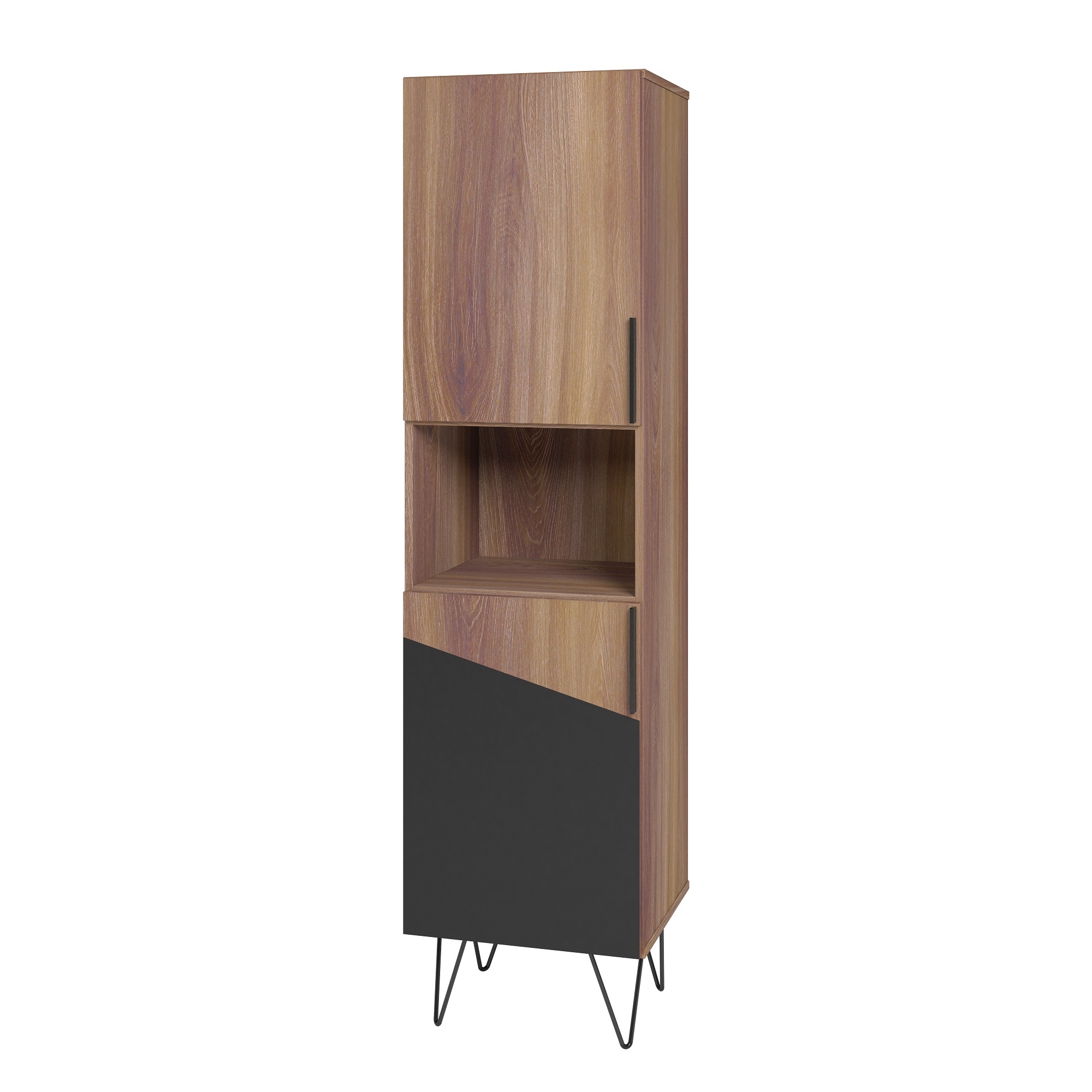 Manhattan Comfort, Beekman 17.51 Narrow Bookcase in Brown and Black, Height 67.32 in, Shelves (qty.) 5 Material MDPE, Model# 404AMC