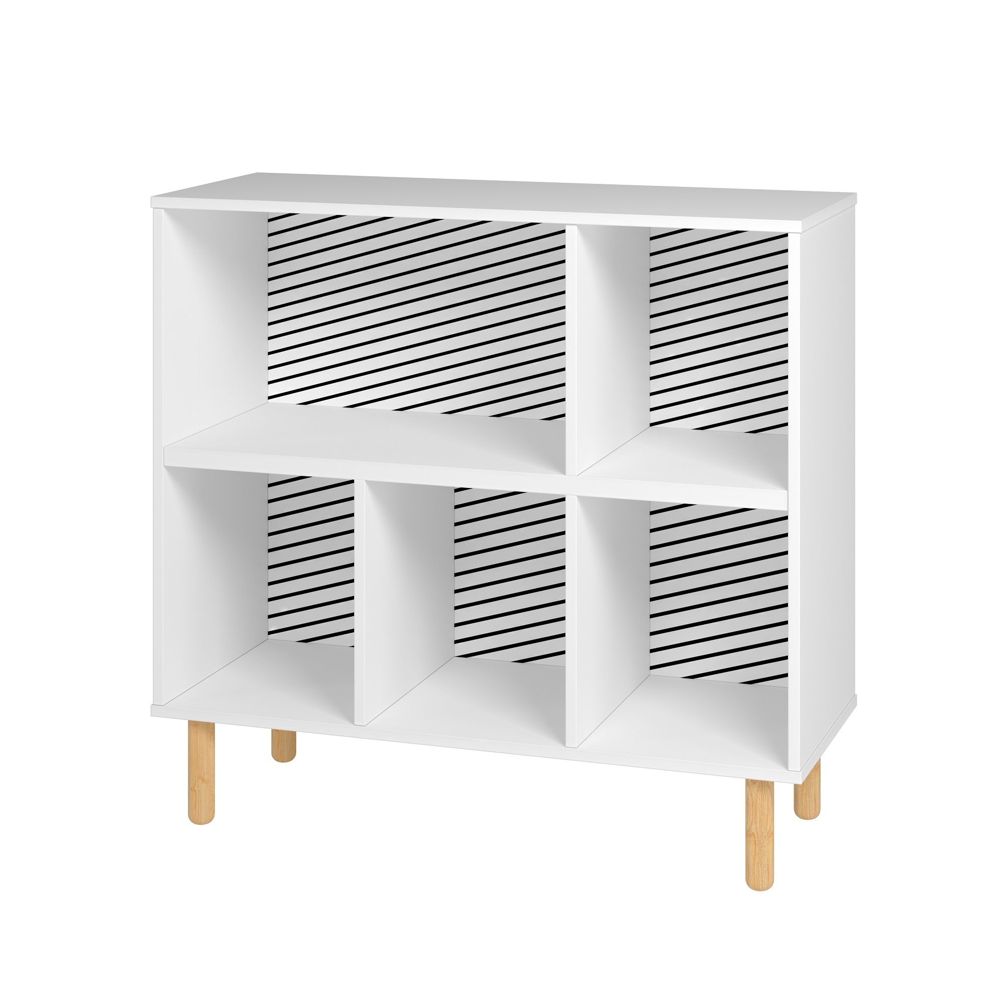 Manhattan Comfort, Essex 33.66 Low Bookcase in White and Zebra, Height 33.66 in, Shelves (qty.) 5 Material MDPE, Model# 406AMC