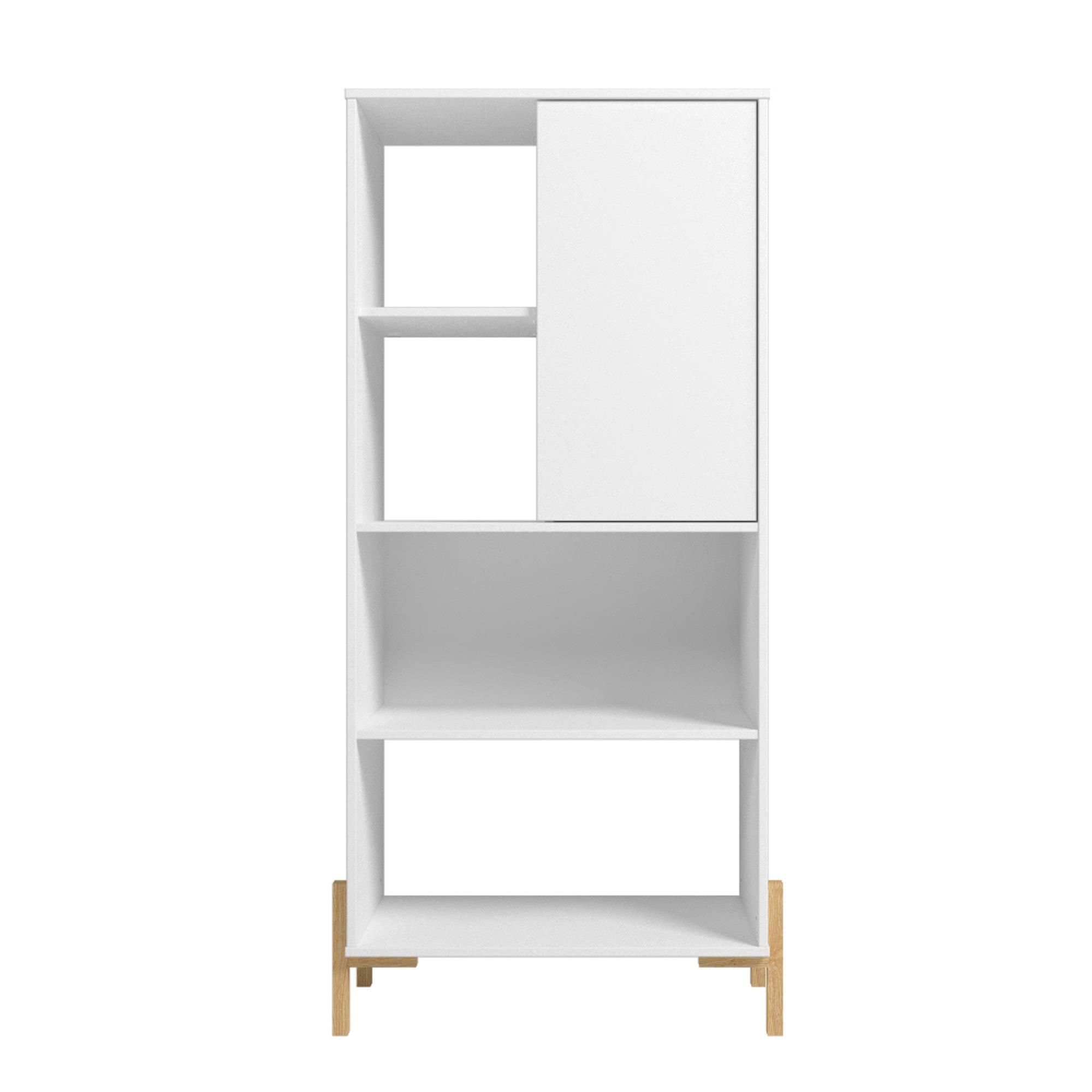Manhattan Comfort, Bowery Bookcase with 5 Shelves in White and Oak, Height 60.43 in, Shelves (qty.) 5 Material MDPE, Model# 308AMC