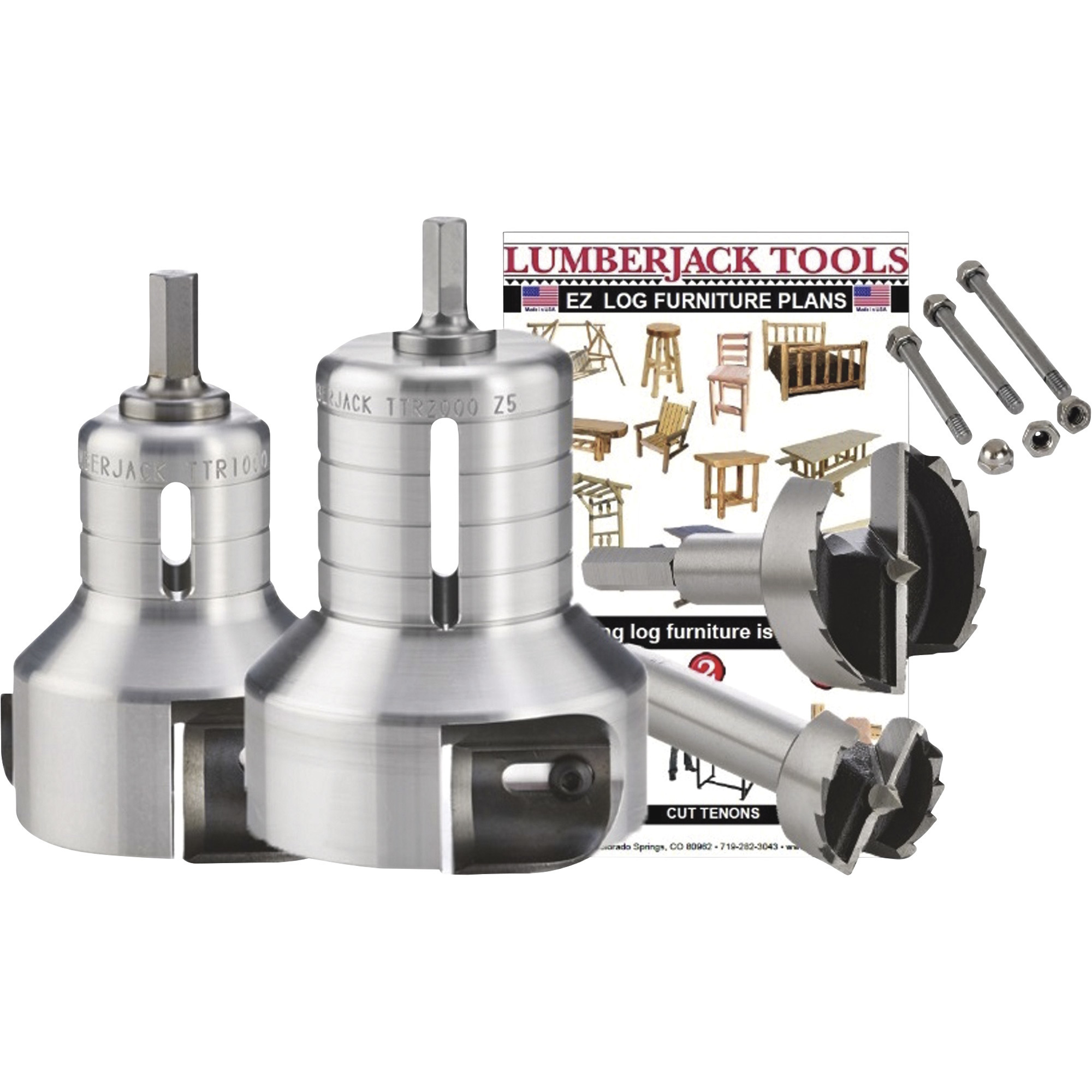 Lumberjack Tools Log Furniture Tenon Cutter Tool Kit, Pro Series 2-Pc. Starter Kit, Radius Shoulder, Model# PSK2