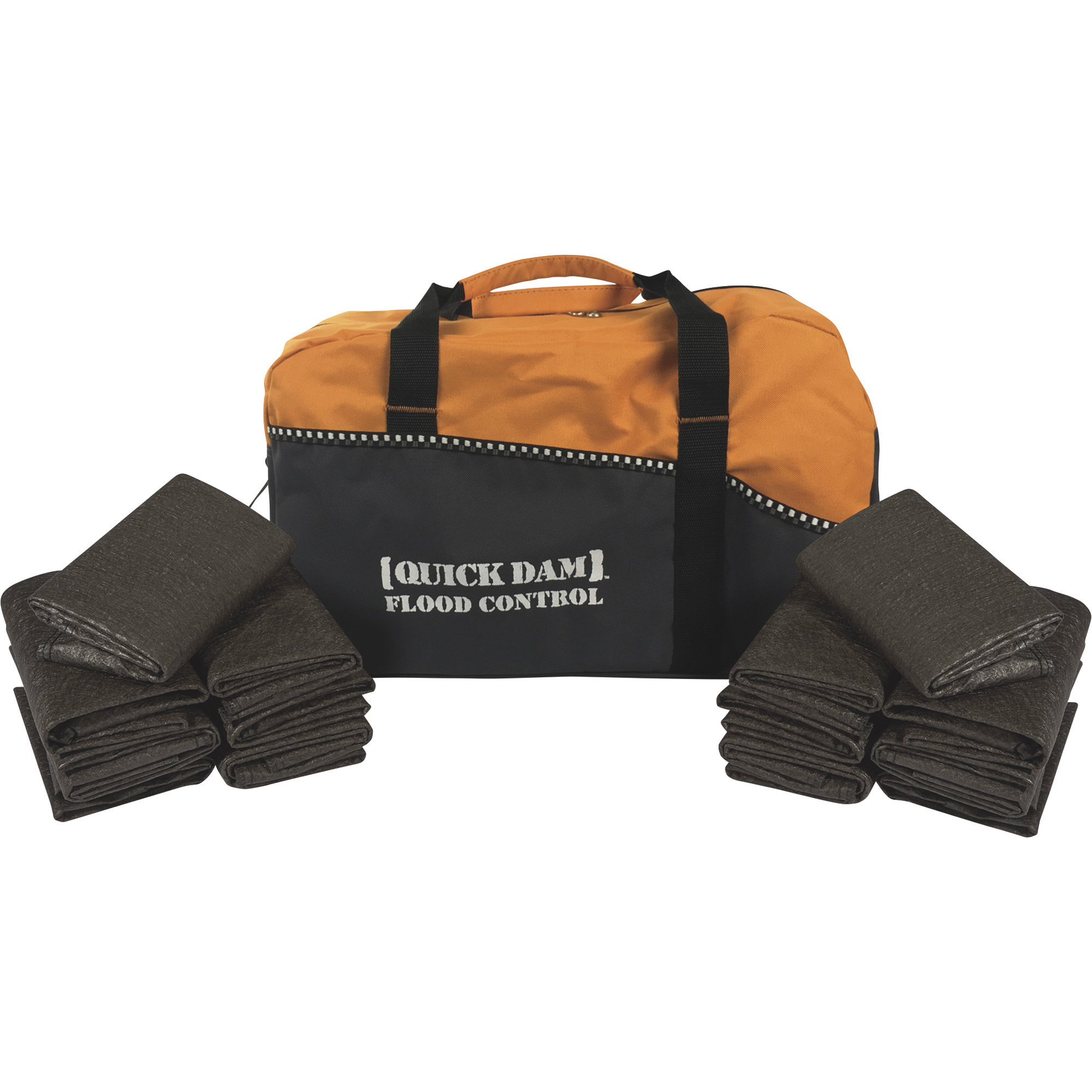 Quick Dam Flood Control Kit, Includes 14 Flood Barriers and Duffel Bag, Model# QDDUFF5-14