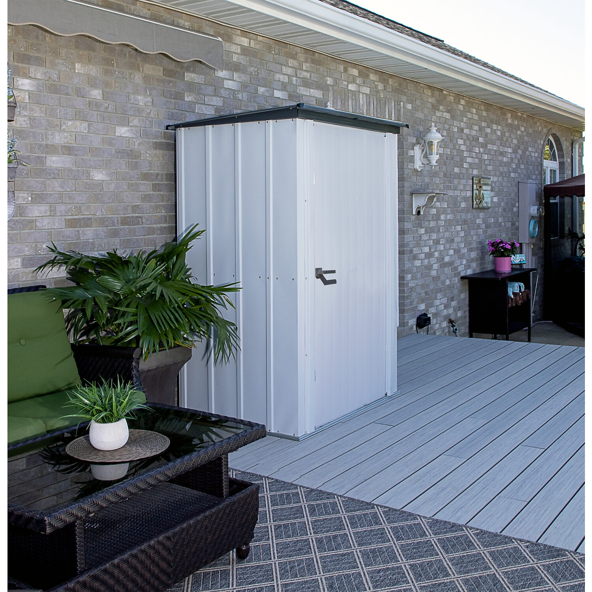 Arrow Storage Products, Spacemaker Shed 4x3 Flute Grey Anthracite, Length 4 ft, Width 3 ft, Model# PS43