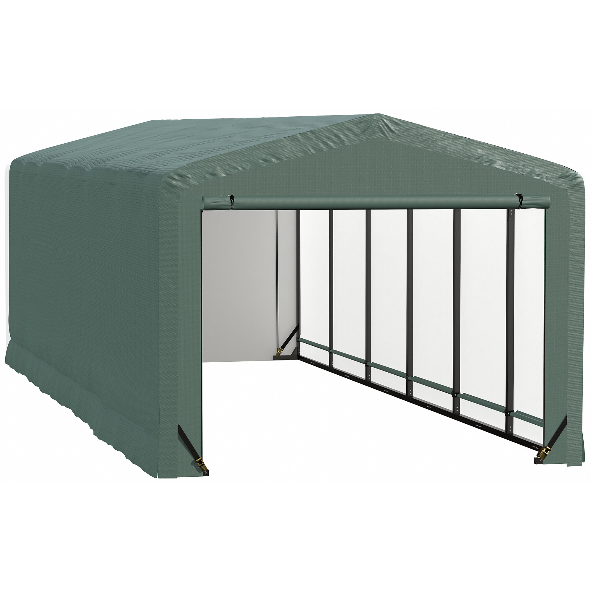 ShelterLogic ShelterTube Wind and Snow-Rated Garage - 10ft. x 27ft. x 8ft., Green, Waterproof Fabric, Model# SQAACC0104C01002708