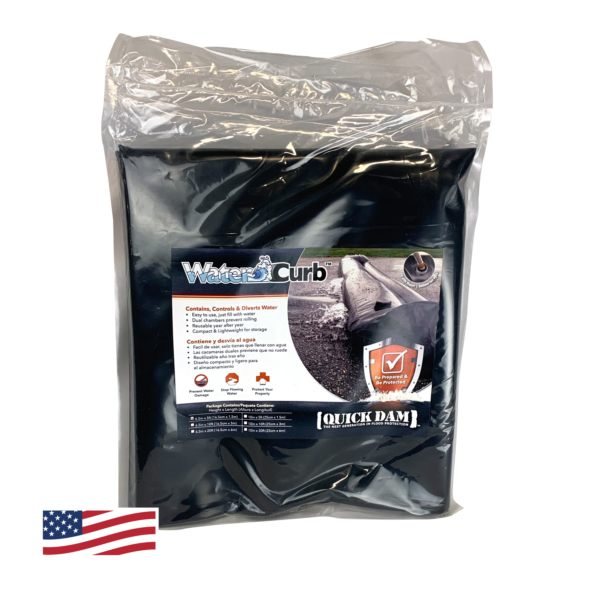 Quick Dam Water Curb Barrier, 20ft.L x 10in.H, Model# QDWC1020