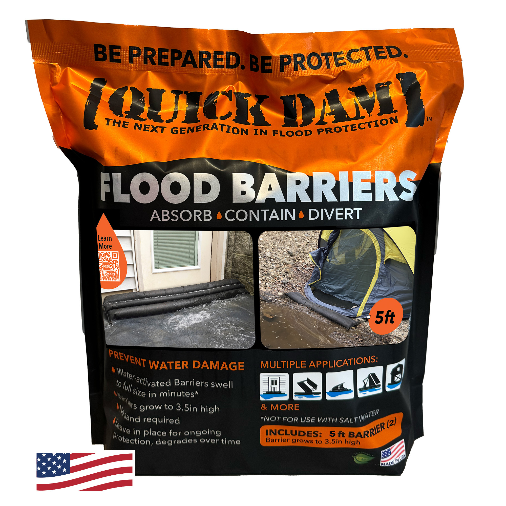 Quick Dam Flood Barrier, 2-Pack, 5ft.L, Model# QD65-2